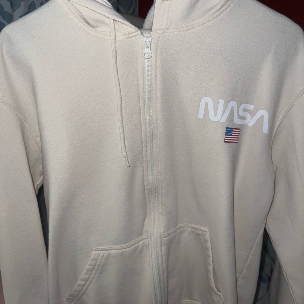 Nasa zip up hoodie, size xs, oversized fit